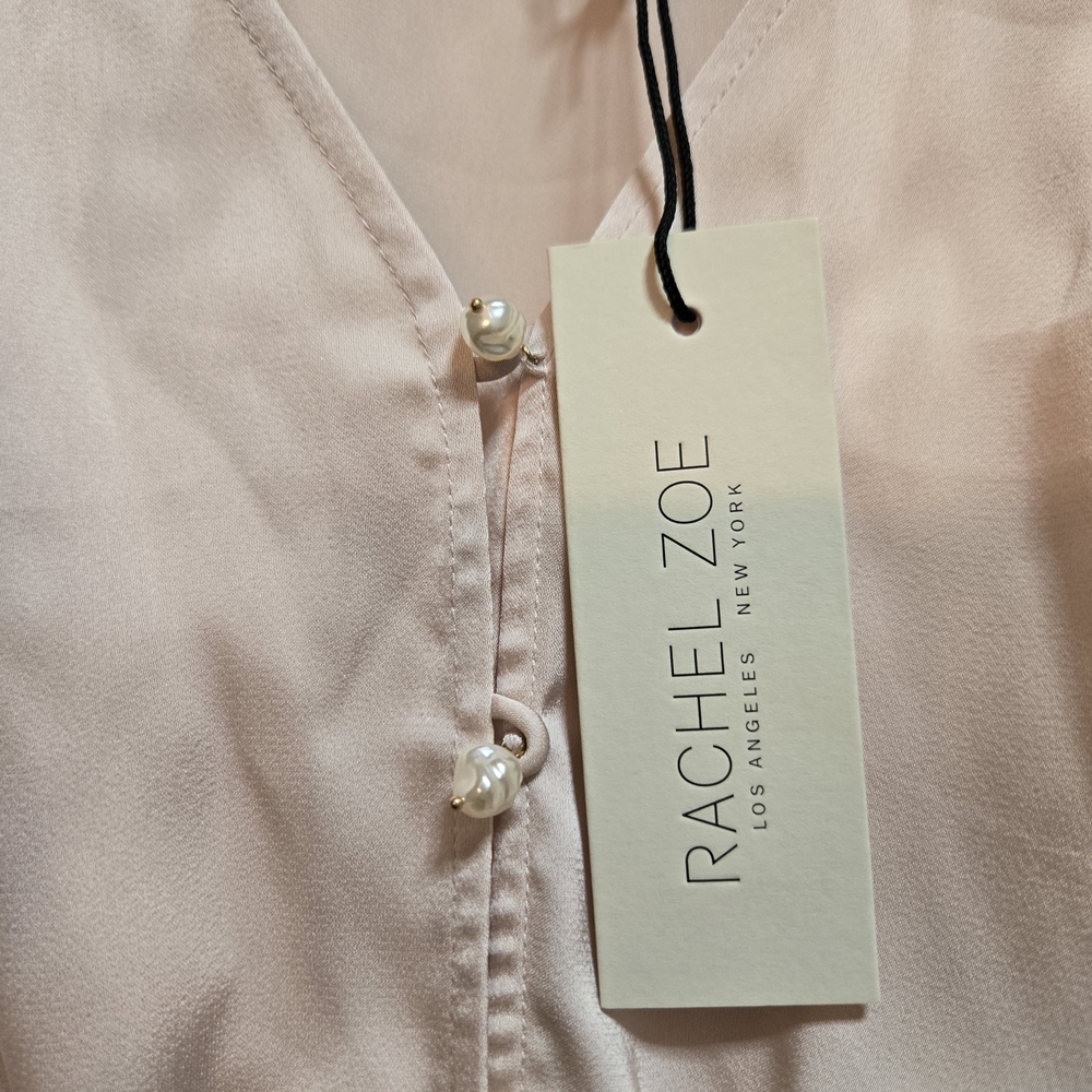 Rachel Zoe Women's Blush Satin Blouse - Picture 4 of 5